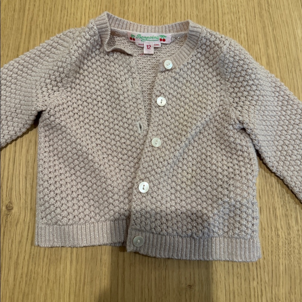 Bonpoint light pink, sparkly cardigan